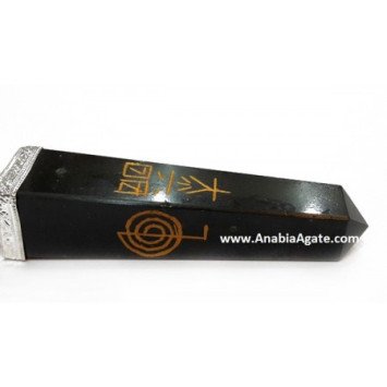 Black Jasper Reiki Engraved Healing Wand