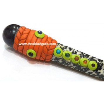 Tibetan Obelisk Healing Wand with Chakra Cabs | Spiritual Wellness Tool