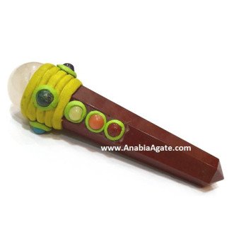 Red Jasper Obelisk Tibetan Healing Wand - Energy Healing Crystal