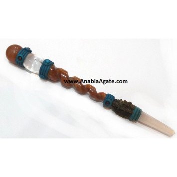 Red Aventurine Twisted Tibetan Healing Stick - Natural Crystal Wand