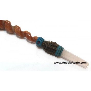 Red Aventurine Twisted Tibetan Healing Stick - Natural Crystal Wand
