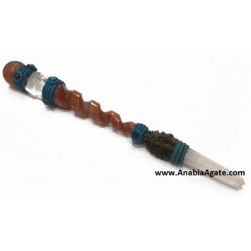 Red Aventurine Twisted Tibetan Healing Stick - Natural Crystal Wand