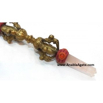 Dorjes Tibetan Healing Stick with Rose Quartz Ball and Point | Bulk Supply