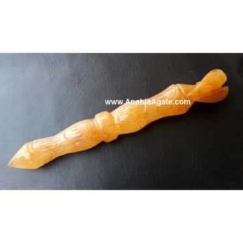 Orange Aventurine Carved Angel Wand - Healing Crystal Wand