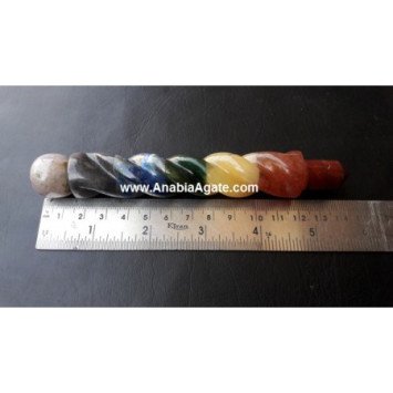 Chakra Bonded Twisted Healing Wand - Crystal Energy Healing Tool