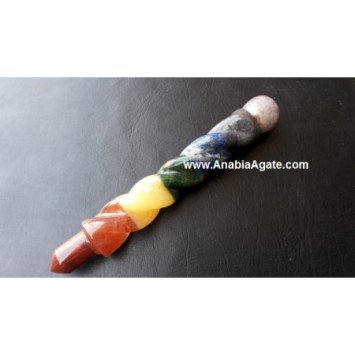Chakra Bonded Twisted Healing Wand - Crystal Energy Healing Tool