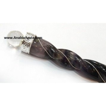 Amethyst Twisted Wire-Wrapped Healing Stick