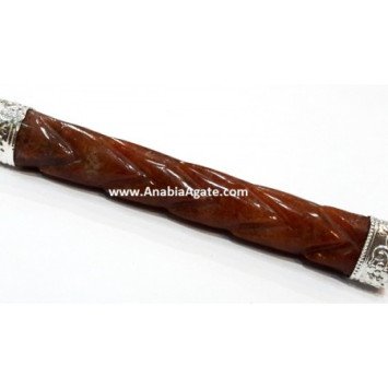 Red Aventurine Carved Healing Stick - Natural Energy Healing Tool
