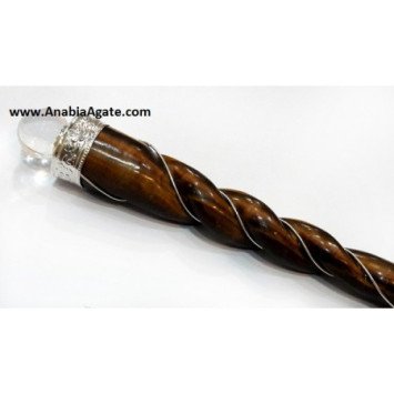 Yellow Tiger Eye Twisted Wire Wrapped Healing Stick for Positive Energy