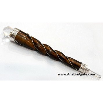 Yellow Tiger Eye Twisted Wire Wrapped Healing Stick for Positive Energy