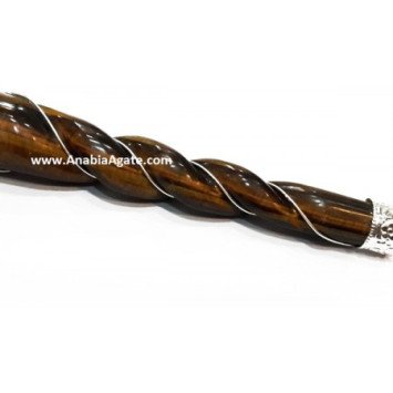 Yellow Tiger Eye Twisted Wire Wrapped Healing Stick for Positive Energy