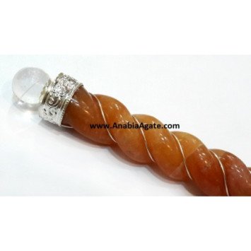Orange Aventurine Wire Wrapped Twisted Healing Stick