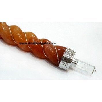 Orange Aventurine Wire Wrapped Twisted Healing Stick