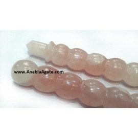 Rose Quartz Carved Healing Wand - Natural Crystal Energy Tool