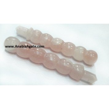Rose Quartz Carved Healing Wand - Natural Crystal Energy Tool