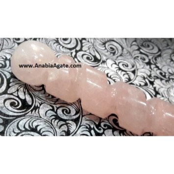 Rose Quartz Spring Type Carved Healing Stick - Healing Crystal for Energy Alignment