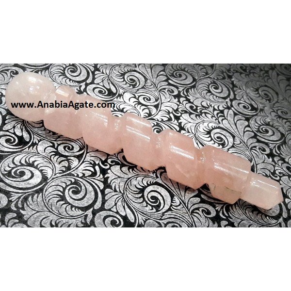 Rose Quartz Spring Type Carved Healing Stick - Healing Crystal for Energy Alignment