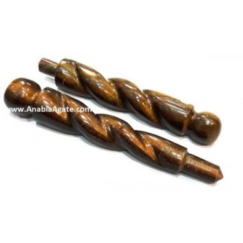 Yellow Tiger Eye Twisted Healing Stick - Natural Crystal Energy