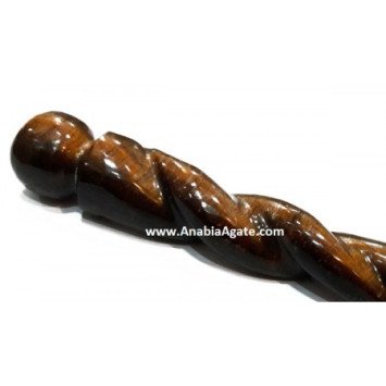 Yellow Tiger Eye Twisted Healing Stick - Natural Crystal Energy