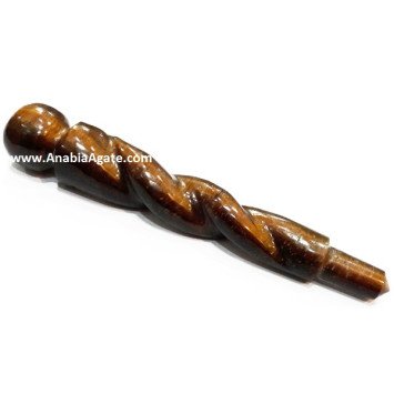 Yellow Tiger Eye Twisted Healing Stick - Natural Crystal Energy