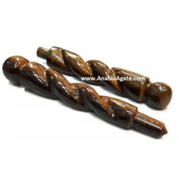Yellow Tiger Eye Twisted Healing Stick - Natural Crystal Energy