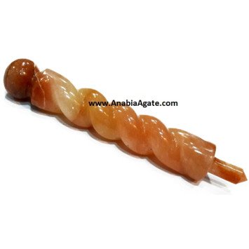 Orange Aventurine Twisted Healing Wand - Crystal Healing Tool