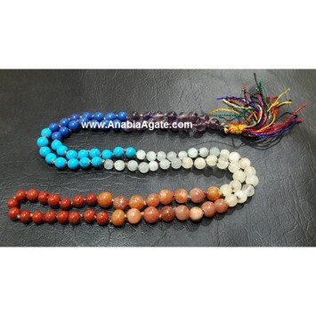 7 Chakra Knotted Jap Mala (7x7) - Balancing Energy Meditation Necklace
