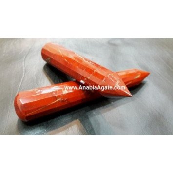Red Jasper 16 Facet Massage Wand - Natural Crystal Healing Tool