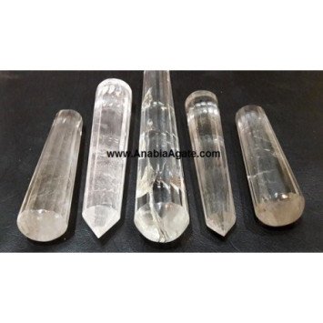 Crystal Quartz 16 Facet Massage Wand - Healing Crystal for Energy Cleansing and Chakra Alignment