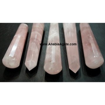 Rose Quartz 16 Facet Massage Wand - Healing Crystal