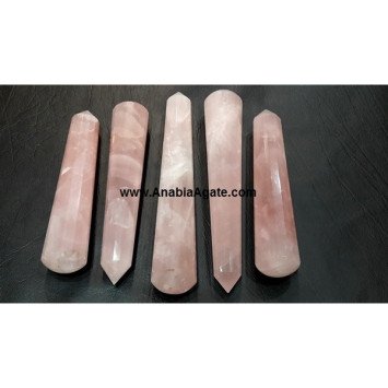 Rose Quartz 16 Facet Massage Wand - Healing Crystal