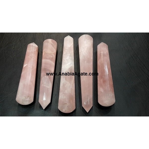 Rose Quartz 16 Facet Massage Wand - Healing Crystal