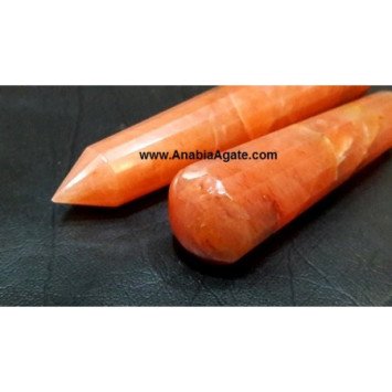 Orange Aventurine 16 Facet Massage Wand - Natural Healing Crystal