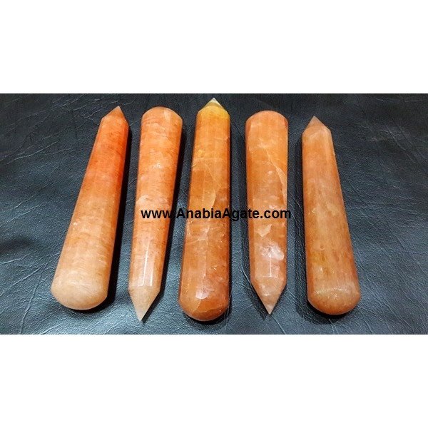Orange Aventurine 16 Facet Massage Wand - Natural Healing Crystal