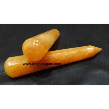 Yellow Aventurine 16 Facet Massage Wand - Crystal Healing Tool