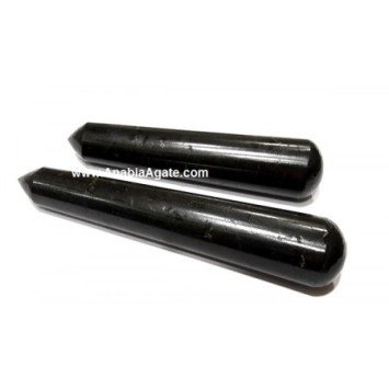 Black Tourmaline Smooth Massage Wand - Crystal Healing Tool