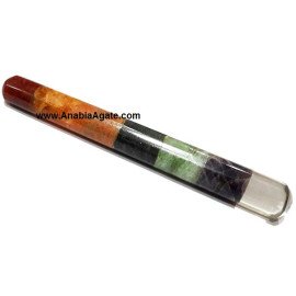 Chakra Bonded Smooth Massage Wand with Crystal Quartz - Balancing Energy and Massage Tool