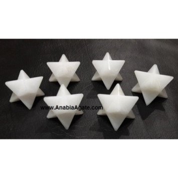 White Agate Gemstone Merkaba Stars - Healing Crystals for Balance