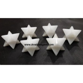 White Agate Gemstone Merkaba Stars - Healing Crystals for Balance