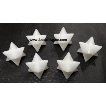 White Agate Gemstone Merkaba Stars - Healing Crystals for Balance