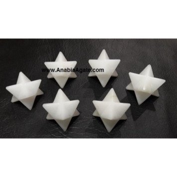 White Agate Gemstone Merkaba Stars - Healing Crystals for Balance