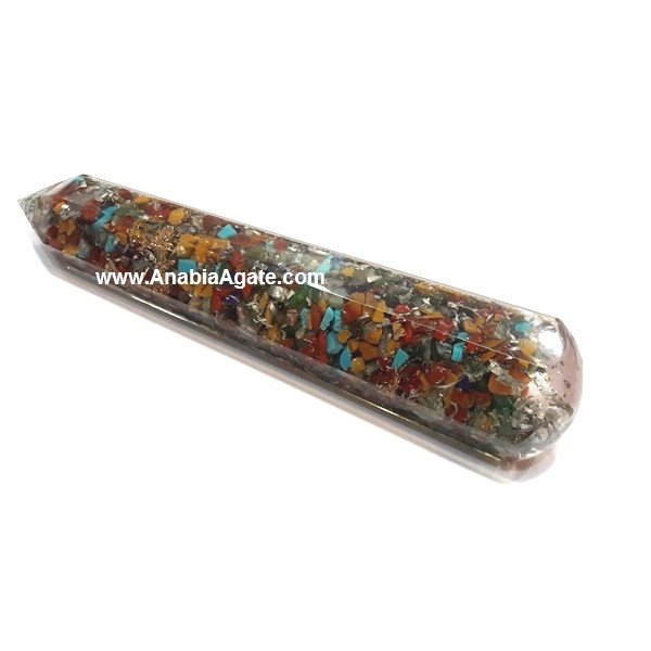 Mix Gemstone 8 Facet Orgone Massage Wand - Heal and Balance Your Body