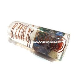 Mix Gemstone Orgone Smooth Massage Wand with Copper Wire