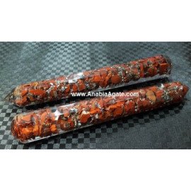 Red Jasper 8 Facet Orgone Massage Wand - Healing Crystal Tool