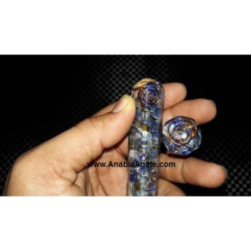 Lapis Lazuli 8 Facet Orgone Massage Wand with Copper Coil