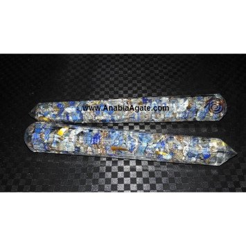 Lapis Lazuli 8 Facet Orgone Massage Wand with Copper Coil