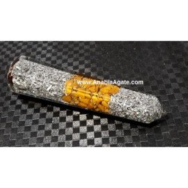 Camel Agate Six Facet Orgone Massage Wand - Natural Healing Crystal Wand