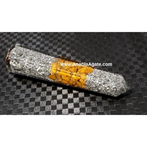 Camel Agate Six Facet Orgone Massage Wand - Natural Healing Crystal Wand
