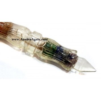 Chakra Carved Orgone Healing Wand - Balance Your Energy