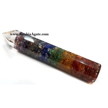 Chakra Layered 8 Facet Orgone Massage Wand for Healing and Balance